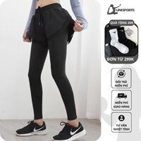 [2 LỚP] Quần legging nữ dài tập gym yoga BIG SIZE, quần tập gym nữ 2 lớp có túi tập thể dục chạy bộ mùa đông LEG02