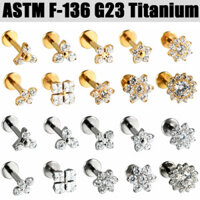 2 Mảnh Chủ Đề Bên Trong Lưng Phẳng Labret Xuyên Stub G23 Titan Zircon Hoa Rook Xoắn Stud Tragus Sụn Bông Tai Lobe Labret Xuyên Trang Sức