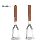 2 Mảnh Vintage Dụng Cụ Nhà Bếp Tròn Không Gỉ Khoai Tây Masher Tay Cầm Bằng Gỗ Masher Ricer Dụng Cụ