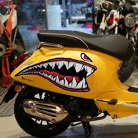 [2 mặt] Tem xe decal hình dán Vespa Sprint Primavera Hàm răng cá mập chống trầy siêu dầy cao cấp