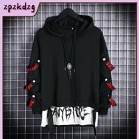 2 Màu [S-3XL] Áo Hoodie dài tay in tiếng Anh Nam phiên bản Hàn Quốc Áo len dáng rộng Áo len giả hai