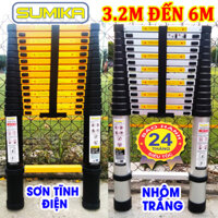 2 Mẫu thang nhôm rút đơn xếp gọn chính hãng SUMIKA (cao từ 3.2m đến 6m) tải trọng 300KG, bảo hành 2 năm,thang điện lực