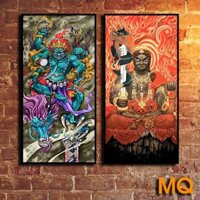 2 Mẫu Tranh Bất Động Minh Vương Size 30x60cm - Ảnh nét, màu sắc đẹp, bo khung chắc chắn, Tranh Trang Trí Tiệm Xăm, Tatoo