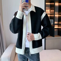 【2 Màu】áo khoác nam dệt kim khóa kéo đôi phong cách hong kong và Hàn Quốc thời trang 2 màu tùy chọn áo khoác nam đẹp simple  big size dây kéo unisex fashion áo khoác nam form rộng