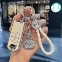 (2 Nút) Ốp bọc khóa Mazda 2,3, 6 Cx5 CX8 sang trọng viền bạc- phụ kiện xe hơi