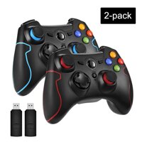 2 Pack EasySMX 2.4G Wireless Controller for PS3, PC Gamepads with Vibration Fire Button Range up to 10m Support PC,Laptop, Android TV BOX (black bl...