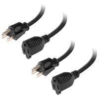 2 Pack of 100 Ft Black Extension Cord - 16/3 Durable Electrical Cable Pack