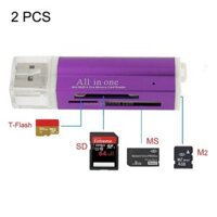 2 PCS Đa tất cả trong 1 USB 2.0 Đầu đọc thẻ nhớ Micro SD SDHC TF M2 MMC MS PRO DUO (Màu tím)