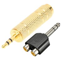2 Pcs Stereo Audio Adapter Converter: 1 Pcs Gold Plated 3.5Mm 1/8 Inch Male to 6.3Mm 1/4 Inch Female & 1 Pcs 6.35Mm 1/4 Inch Male to 2 Dual RCA Female Y Splitter