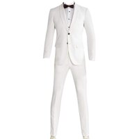 2 Piece Slim Fashion Mens Suits Ivory White Tuxedo(Jacket+Pants+Bowtie)