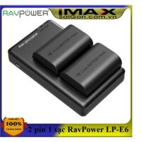 2 PIN 1 SẠC RAVPOWER RP-BC003 thay thế cho CANON LP-E6, LP-E6N CHÍNH HÃNG