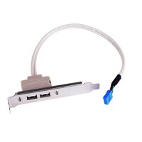 2 Ports USB 2.0 Motherboard Rear Panel Expansion Bracket to 9 Pin  Header Cable Adapter Expander Rear Brackets for PC