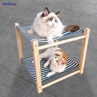 2 Tầng Mèo Võng Giường Khung Gỗ Thú Cưng Cot Đồ Nội Thất Thú Cưng Thoải Mái Ấm Áp