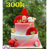 2 tầng mừng thọ, bánh kem giả, bánh kem mô hình