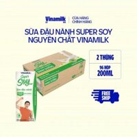 2 Thùng Sữa đậu nành Vinamilk Nguyên chất hộp 200ml - 48 hộp/Thùng