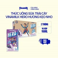 2 Thùng Thức uống Sữa trái cây Hero Vị Keo Nho 110ml - 48 hộp/Thùng