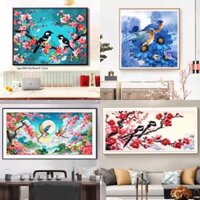 [2] Tranh thêu kín Mùa Xuân về, Đôi Chim Uyên Ương - tranh chưa thêu