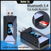 2 TRONG 1 Bluetooth 5.4 Bộ thu âm thanh ô tô Bộ phát FM Màn hình LED Bộ chuyển đổi Bluetooth rảnh tay USB không dây Dongle cho loa AUX Thẻ TF