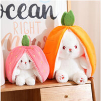✌2 Trong 1Thỏ dâu✌Gấu Bông con thỏ Cosplay 2 Màu - Bunny Bông Cao Cấp Gấu Bông Thú Nhồi Bông Hình Thỏ dâu Và Cà Rốt