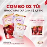 *2 TÚI 2.5KG TỔNG 5KG - TẶNG 2 TÚI NUOC GIAT 150ML ].Nước Giặt Xả 2in1 L-lusk (2,5kg) Nhiều Mùi Hương////