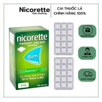 2 vỉ kẹo cai thuốc_lá Nicorette Gum 2mg-Nicorette Gum Nicotine 105 Piece, 2 mg