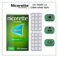 2 vỉ kẹo Nicorette Gum 4mg cai thuốc_lá hiệu quả-Nicorette Freshmint 4mg Gum 30 Pieces (Stop Smoking Aid)