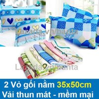 2 vỏ gối nằm 35x50cm MAYVIETXT2 vải thun lạnh mát mẻ mềm mịn (Giao mẫu ngẫu nhiên) [bonus]