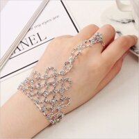 2 Vòng tay kèm nhẫn lắc tay liền nhẫn mắt lưới đính đá zircon phong cách hàn quốc sang chảnh