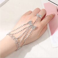 2 Vòng tay kèm nhẫn lắc tay liền nhẫn nơ xinh đính đá zircon phong cách hàn quốc sang chảnh