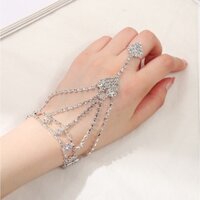 2 Vòng tay kèm nhẫn lắc tay liền nhẫn trái tim pha lê đính đá zircon phong cách hàn quốc sang chảnh