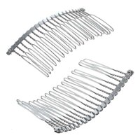 2 x Metal Comb Hair Comb Silver