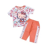 [20-55kg] Bộ thun quần lửng kitty mặc nhà hay đi học cho bé gái