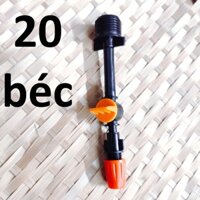 20 Béc tưới cây, phun sương 1 tia nhựa, có van khóa đầu béc, kết nối ren 21mm