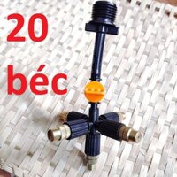 20 Béc tưới cây, phun sương 5 tia đồng, có van khóa đầu béc, kết nối ren 21mm