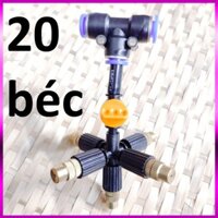 20 Béc tưới cây, phun sương 5 tia đồng, có van khóa đầu béc, kết nối ống 8mm