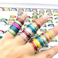 20 Cái / lốc Nhẫn Inox Cho Nam Nữ Nhiều Màu Mắt Mèo Trang Sức Thời Trang Bạc / Vàng / Đen