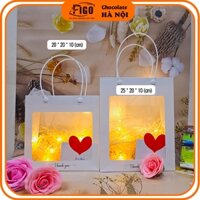 20 cái - Size M Túi Giấy màu trắng Mika Mặt Kính Đựng Quà Tặng,Túi Đựng Quà Bó Hoa, Hoa Khô, Túi Đựng Yến,Saffron