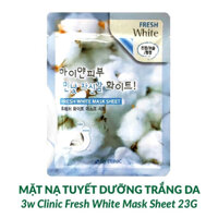 20 Mặt nạ giấy tuyết dưỡng ẩm trắng da Hàn Quốc mỹ phẩm cao cấp 3W CLINIC FRESH WHITE MASK SHEET