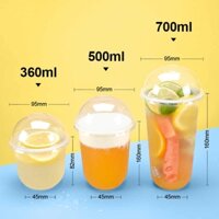 200 cốc nhựa chữ U PP, ly nhựa PP kèm nắp cầu