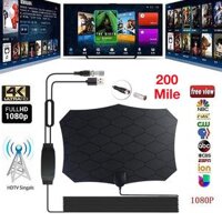 200 Dặm Truyền Hình Kỹ Thuật Số Ăng Ten 25DB HDTV Lưới Anten Có Mạch Khuếch Đại Tín Hiệu Tăng Bán Kính Cáo DVB-T2 Trong Nhà Vệ Tinh