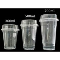 200 Ly nhựa dùng 1 lần 360ml, 500ml, 700ml có nắp đựng cafe, trà chanh, trà sữa