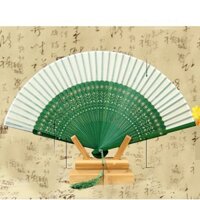 (200) Quạt cổ trang LỤC TRÚC BẠCH cầm tay quạt xếp dây tuyến phong cách cổ đại trung quốc