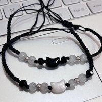 [2.000 Người Khen ngợi] Little Red Book Bán chạy Black Cat White Cat Shell Bracelet Tinh tế Handmade Niche Dệt Vòng tay cặp đôi phù hợp 3.28