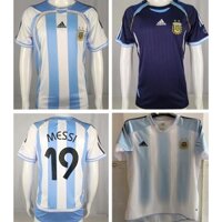 2005 2006 Argentina Sân khách sân nhà Retro Soccer Jersey #19 Messi #10 Áo bóng đá RIQUELME 04-05