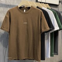200gsm Cotton Quá Khổ Unisex Cotton Man Áo Thun Xanh Trơn Baju Áo Thun Lelaki Mùa Hè Rời Thoải Mái Cổ Tròn Tay Ngắn Áo nam Lelaki
