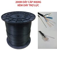 200m Dây mạng 4 lõi đồng nguyên chất 100% kèm cáp chịu lực chắc chắn có bọc bạc, dầu chống ẩm hỗ trợ bấm sẵn 2 đầu
