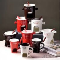 200ml Gốm Nến Cốc Lửa Nồi Hơi Phô Mai Sôcôla Tan Gốm Fondaue Cốc Làm Nóng Thực Phẩm Sáng Tạo Dao Kéo Có Nĩa