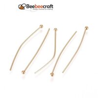 200pc 304 Thép Không Gỉ Đầu Bóng Chân Mạ Vàng 30x0.6mm 22 Đầu Đo: 1.8mm