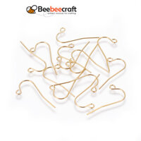 200pc 304 Thép Không Gỉ Móc Bông Tai Với Vòng Ngang Mạ Vàng 11.5x24mm 22 Đồng Hồ Đo Pin: 0.6mm