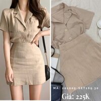 [201005-SET165.30]SET ÁO SOMI CROPTOP PHỐI CHÂN VÁY XẺ TÀ TRƯỚC NGẮN